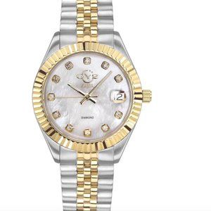 GV2 Two Tone Stainless Steel, Mother-Of-Pearl & Diamond Bracelet Watch